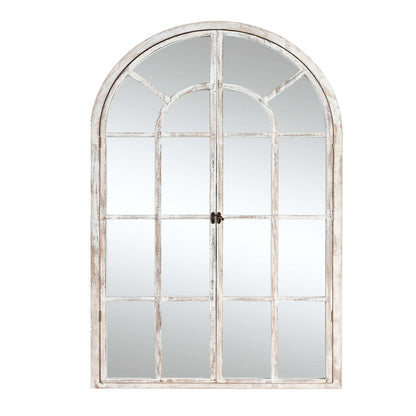 36" White Solid Wood Arch Framed Accent Mirror
