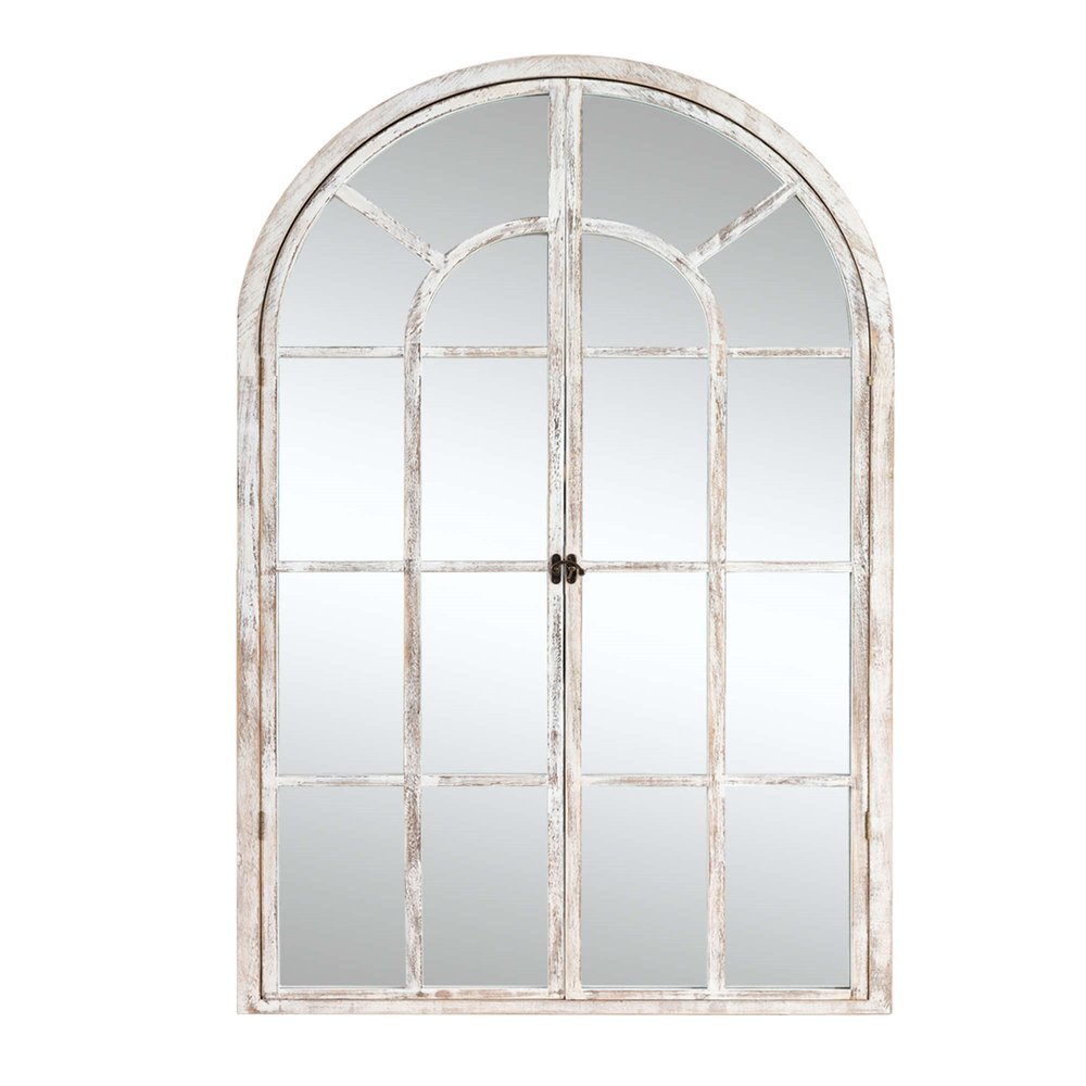 36" White Solid Wood Arch Framed Accent Mirror — view 1