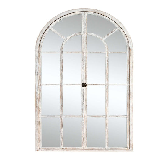 36" White Solid Wood Arch Framed Accent Mirror