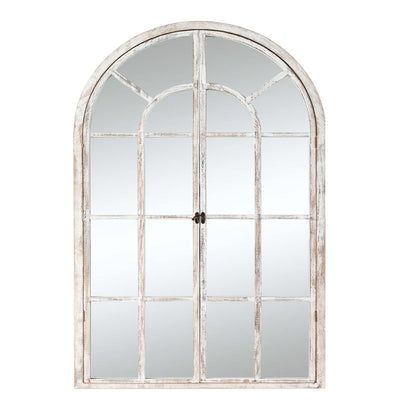 36" White Solid Wood Arch Framed Accent Mirror
