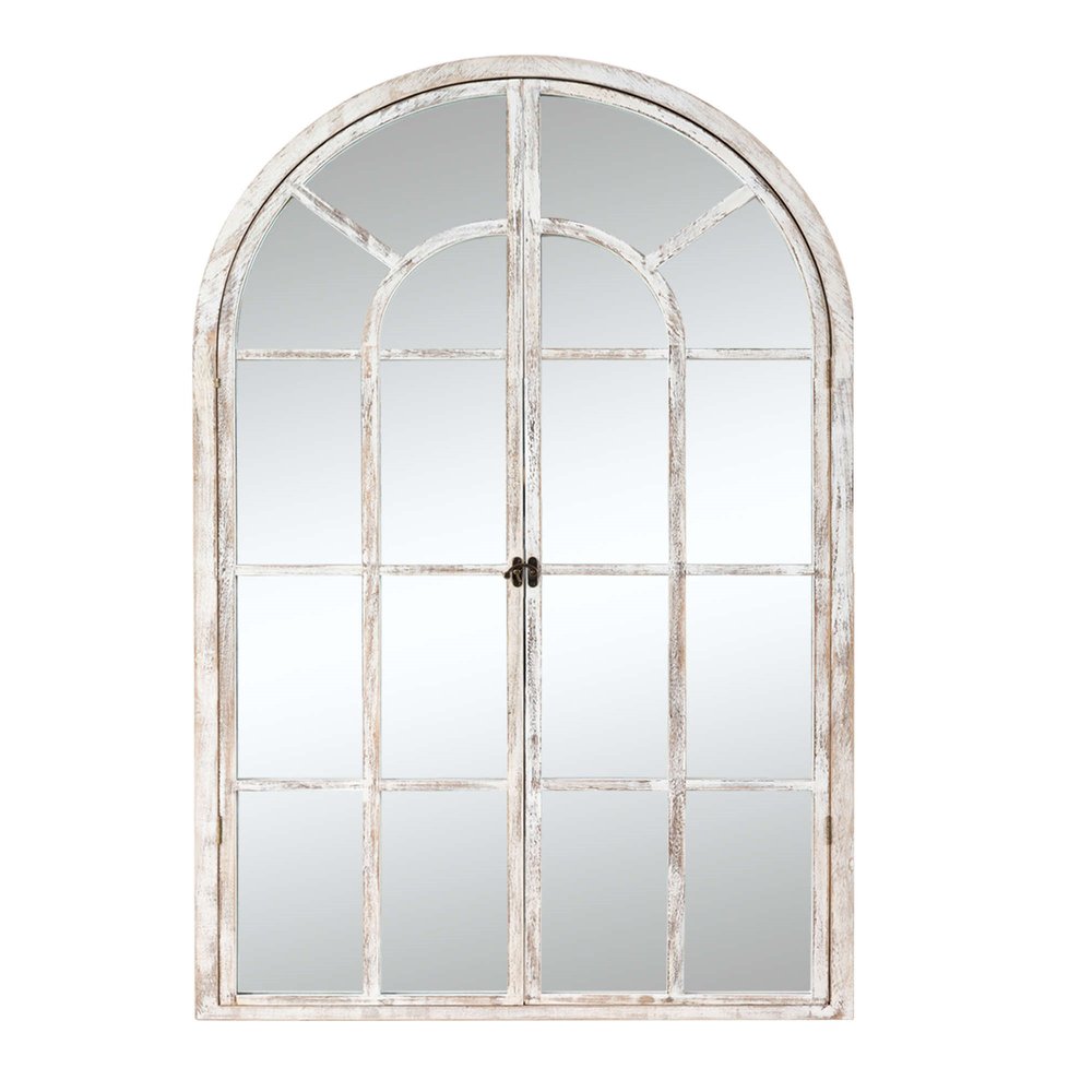 36" White Solid Wood Arch Framed Accent Mirror HomeRoots