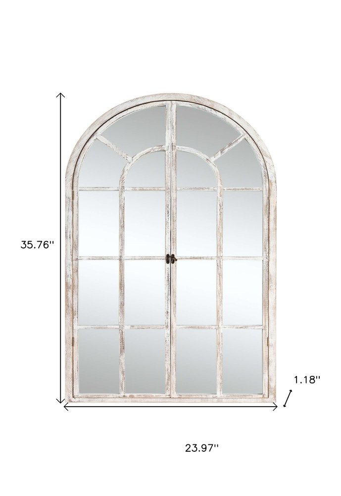 36" White Solid Wood Arch Framed Accent Mirror HomeRoots