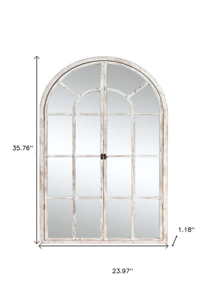 36" White Solid Wood Arch Framed Accent Mirror HomeRoots