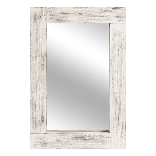Set of Two White Solid Wood Framed Accent Mirror