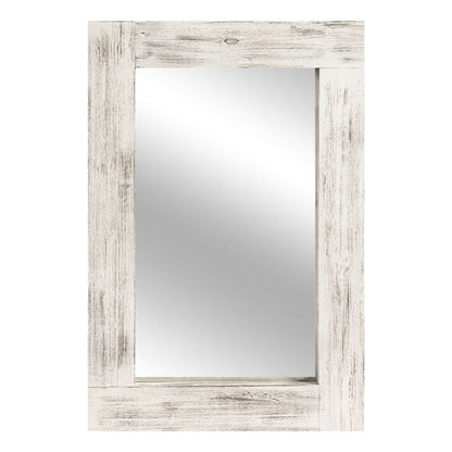 Set of Two White Solid Wood Framed Accent Mirror
