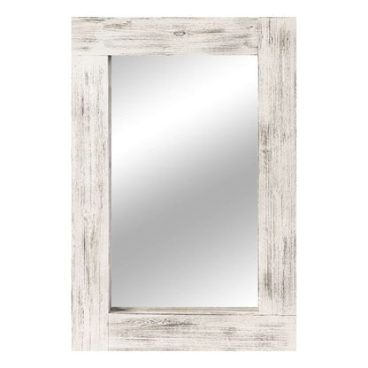 Set of Two White Solid Wood Framed Accent Mirror