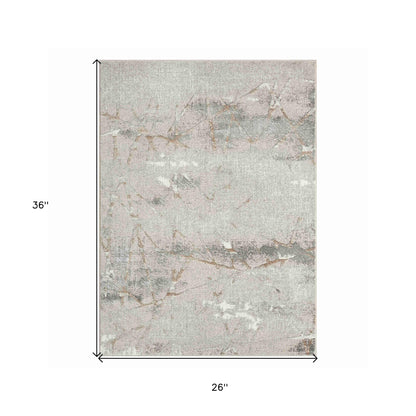 2' X 3' Beige and Gray Abstract Area Rug - 47.24" (L) x 47.24" (W) x 0.43" (H)