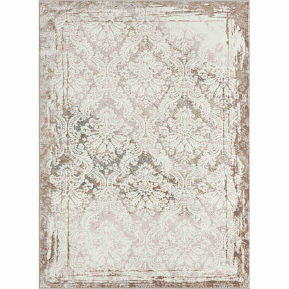 2' X 3' Beige and Ivory Damask Area Rug