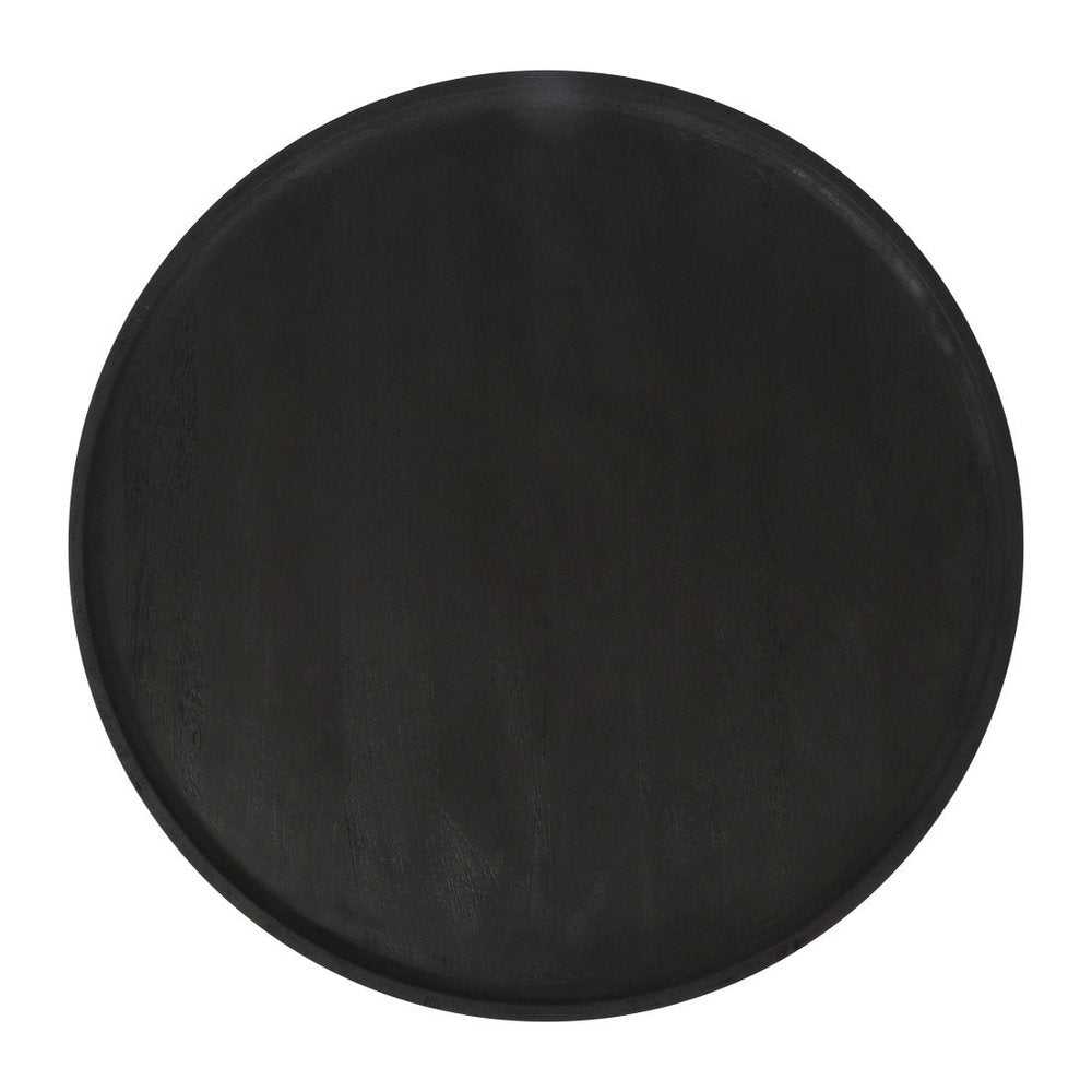 28" Black Solid Wood Round Pedestal Coffee Table HomeRoots