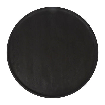 28" Black Solid Wood Round Pedestal Coffee Table