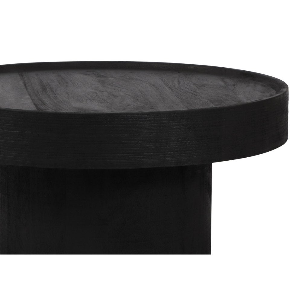 28" Black Solid Wood Round Pedestal Coffee Table — view 4