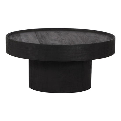 28" Black Solid Wood Round Pedestal Coffee Table HomeRoots