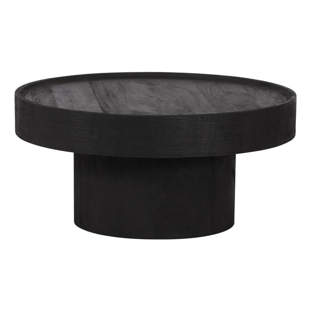 28" Black Solid Wood Round Pedestal Coffee Table — view 5