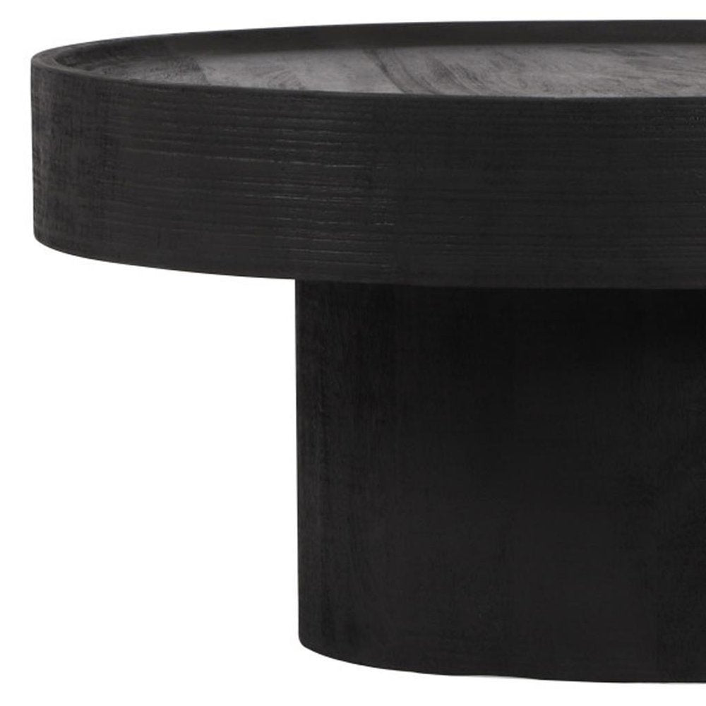 28" Black Solid Wood Round Pedestal Coffee Table HomeRoots
