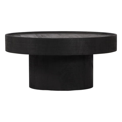 28" Black Solid Wood Round Pedestal Coffee Table HomeRoots