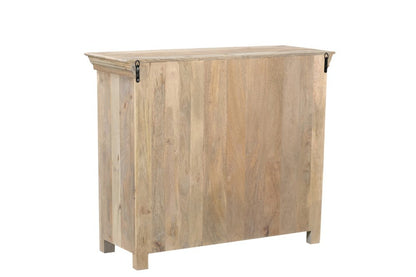 46" White Distressed Solid Wood Carved Scrollwork Two Drawer Sideboard With Two Doors HomeRoots
