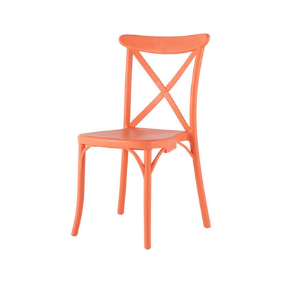 Set of Two Salmon Heavy Duty Plastic Outdoor Stacking Dining Chairs HomeRoots