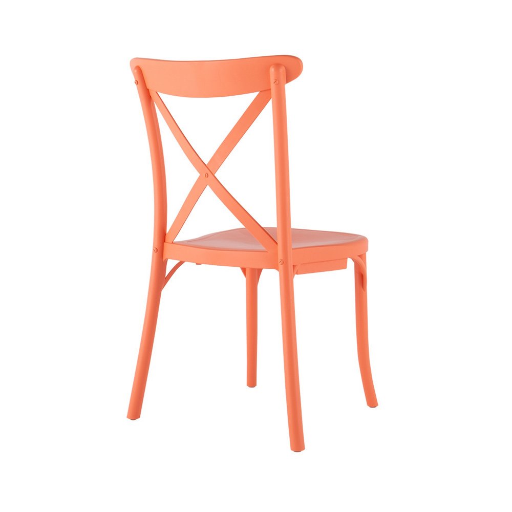Set of Two Salmon Heavy Duty Plastic Outdoor Stacking Dining Chairs HomeRoots