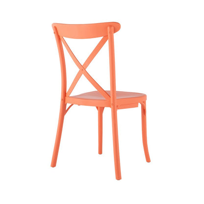 Set of Two Salmon Heavy Duty Plastic Outdoor Stacking Dining Chairs HomeRoots