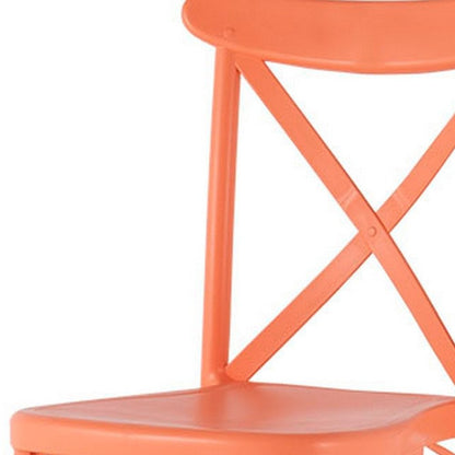 Set of Two Salmon Heavy Duty Plastic Outdoor Stacking Dining Chairs HomeRoots