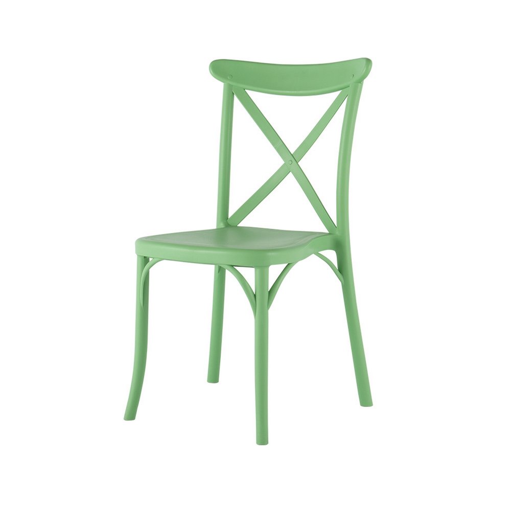 Set of Two Green Heavy Duty Plastic Outdoor Stacking Dining Chairs HomeRoots