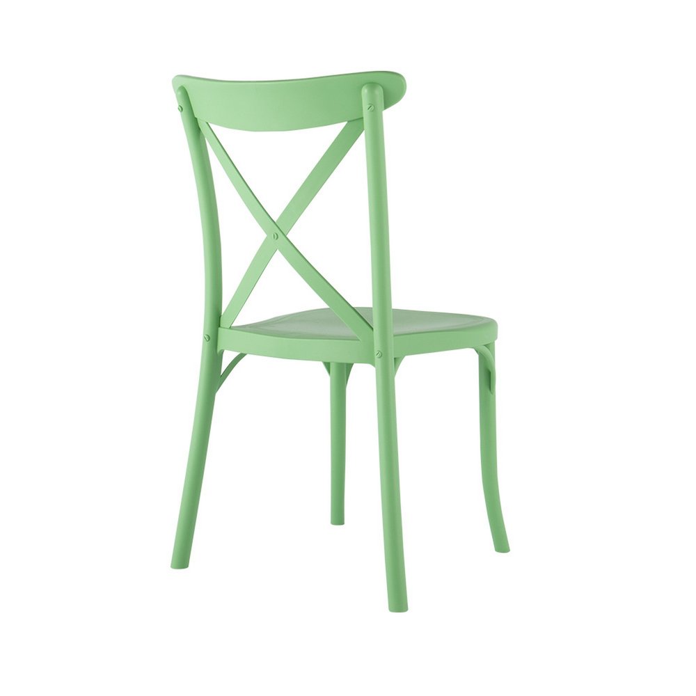 Set of Two Green Heavy Duty Plastic Outdoor Stacking Dining Chairs HomeRoots