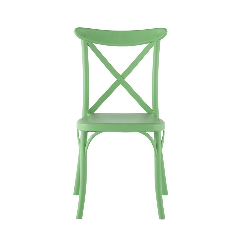 Set of Two Green Heavy Duty Plastic Outdoor Stacking Dining Chairs HomeRoots