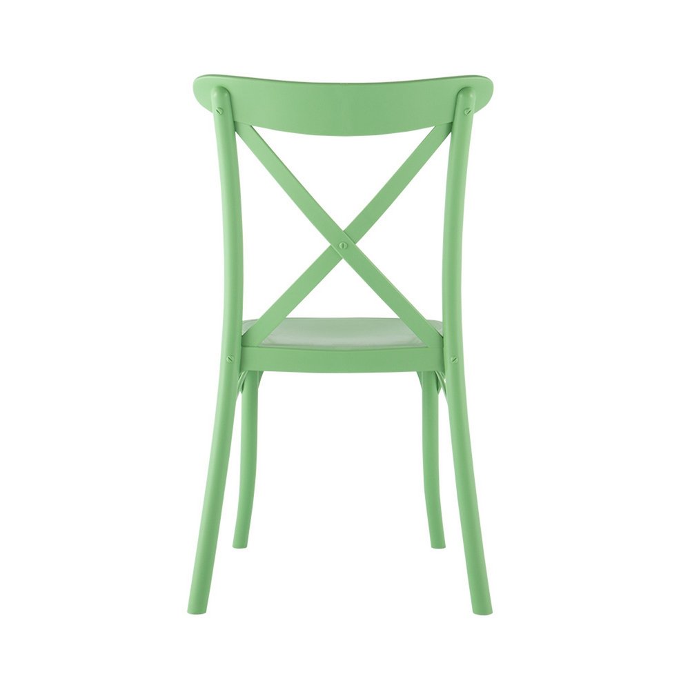 Set of Two Green Heavy Duty Plastic Outdoor Stacking Dining Chairs HomeRoots