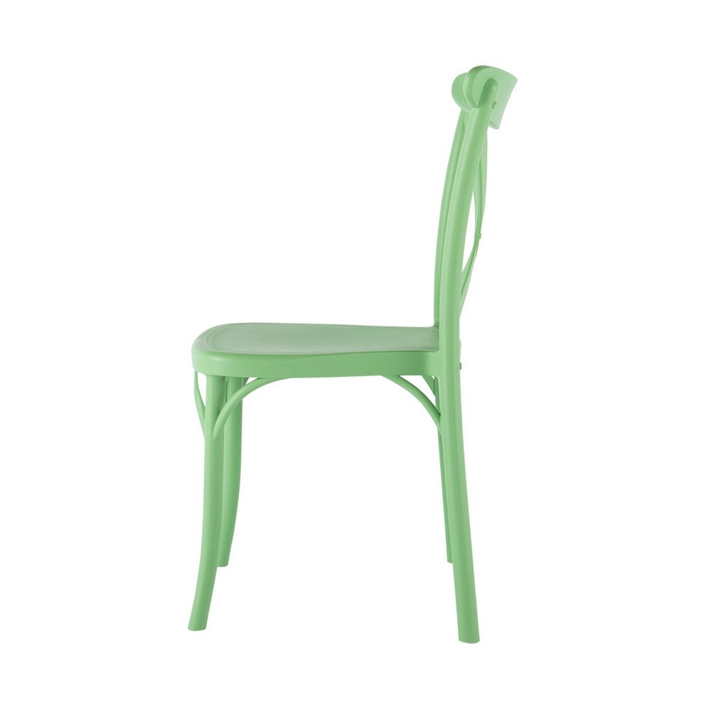 Set of Two Green Heavy Duty Plastic Outdoor Stacking Dining Chairs HomeRoots