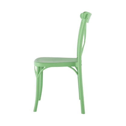 Set of Two Green Heavy Duty Plastic Outdoor Stacking Dining Chairs HomeRoots