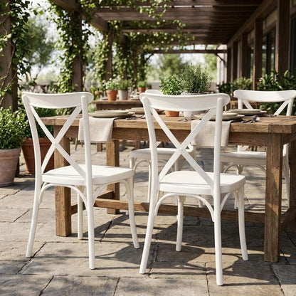 Set of Two White Heavy Duty Plastic Outdoor Stacking Dining Chairs HomeRoots