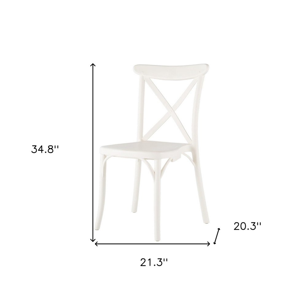 Set of Two White Heavy Duty Plastic Outdoor Stacking Dining Chairs HomeRoots