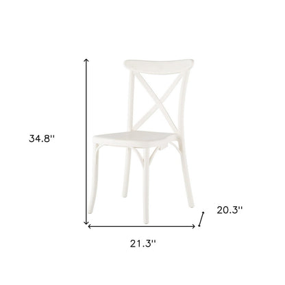 Set of Two White Heavy Duty Plastic Outdoor Stacking Dining Chairs HomeRoots