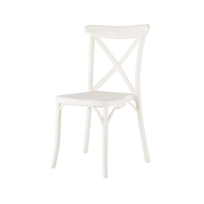 Set of Two White Heavy Duty Plastic Outdoor Stacking Dining Chairs HomeRoots