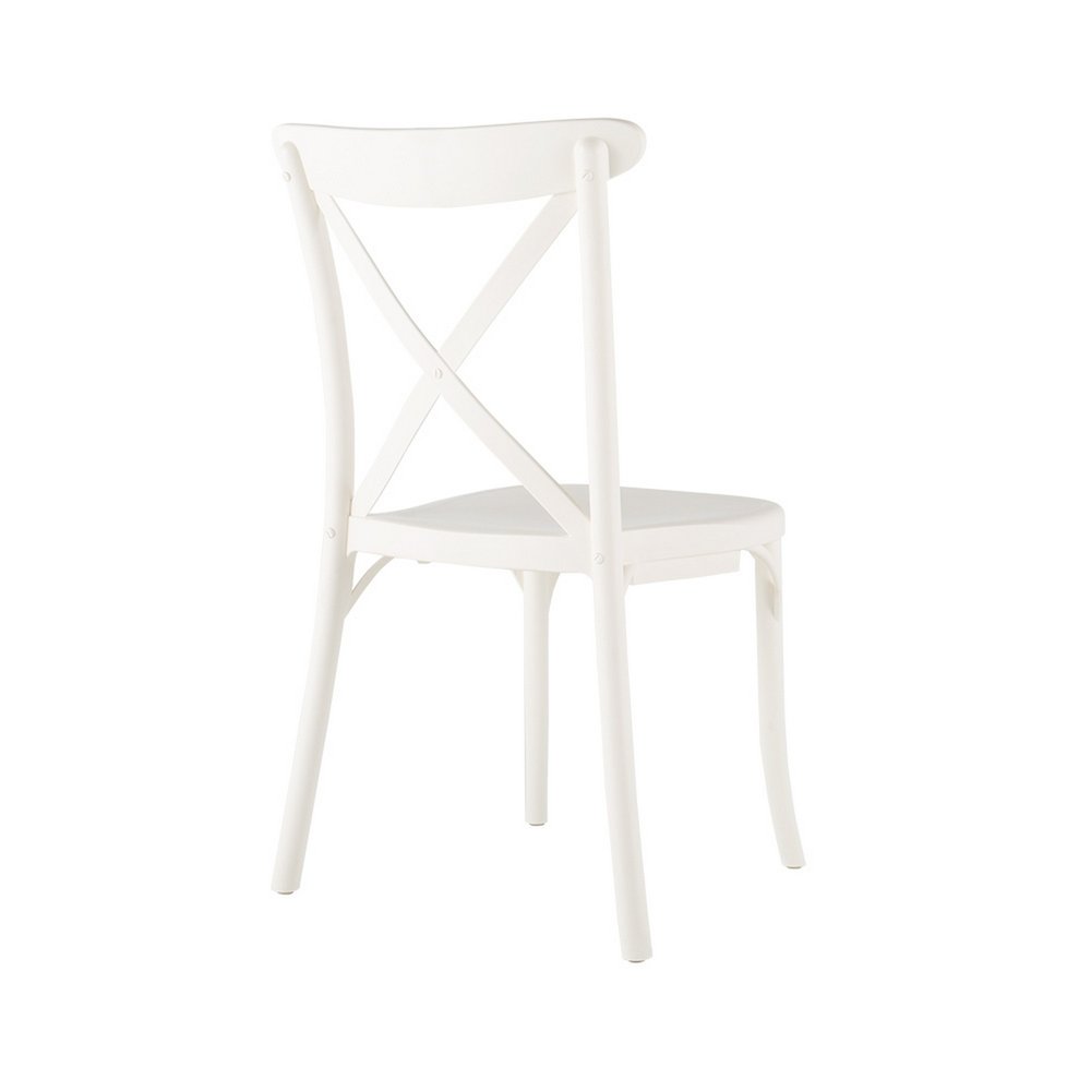 Set of Two White Heavy Duty Plastic Outdoor Stacking Dining Chairs HomeRoots