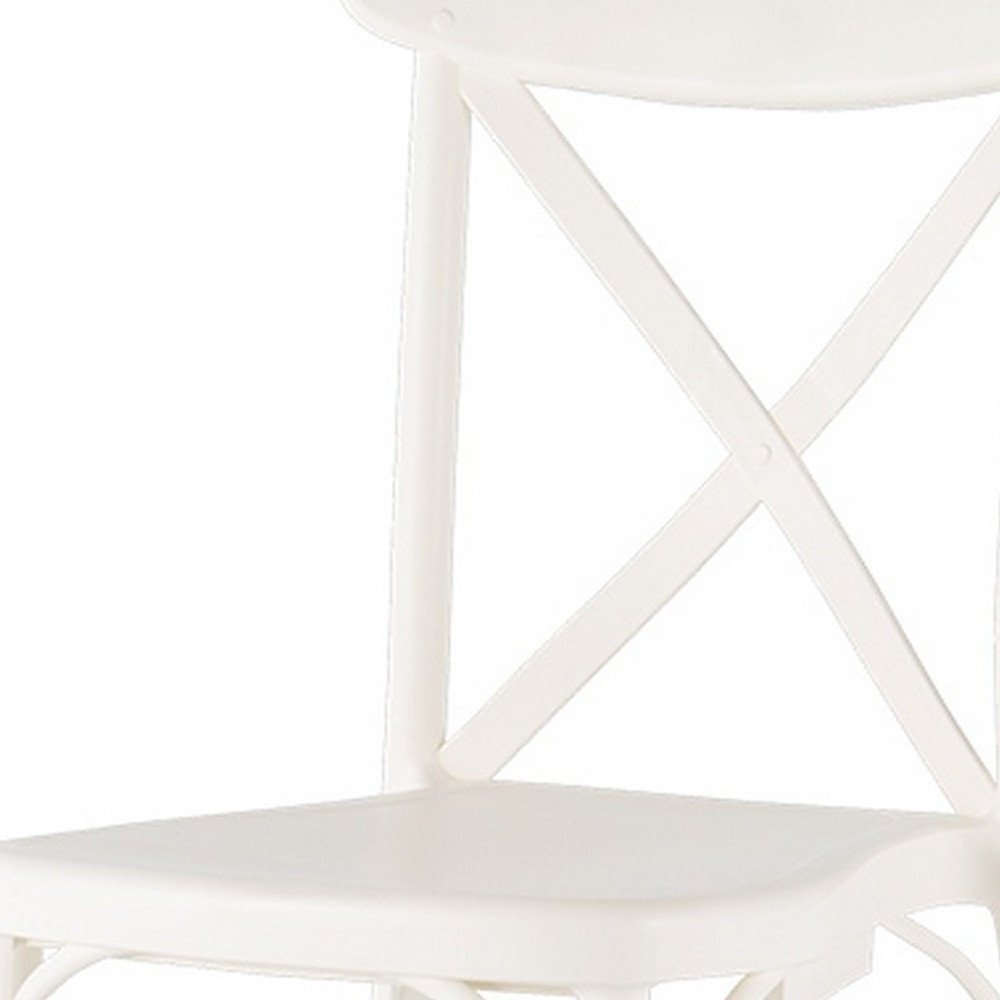 Set of Two White Heavy Duty Plastic Outdoor Stacking Dining Chairs HomeRoots