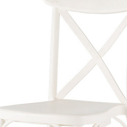 Set of Two White Heavy Duty Plastic Outdoor Stacking Dining Chairs HomeRoots