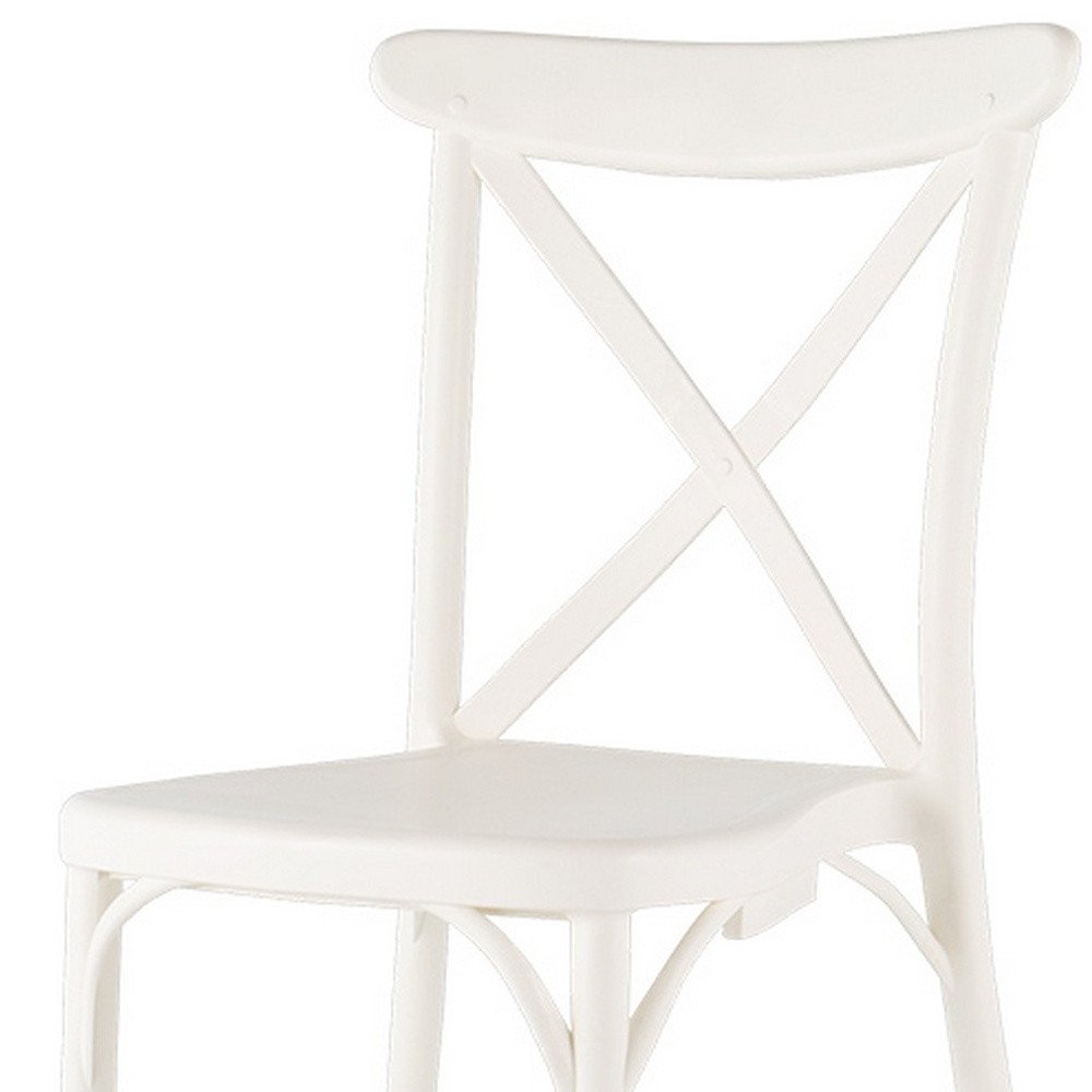 Set of Two White Heavy Duty Plastic Outdoor Stacking Dining Chairs HomeRoots