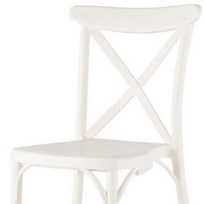 Set of Two White Heavy Duty Plastic Outdoor Stacking Dining Chairs HomeRoots