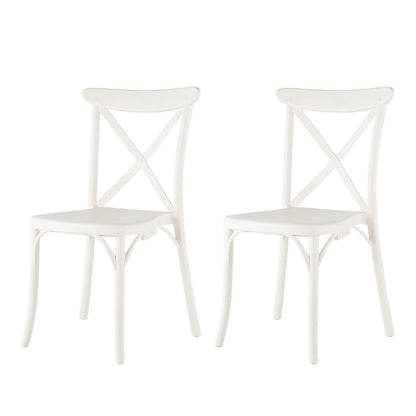 Set of Two White Heavy Duty Plastic Outdoor Stacking Dining Chairs HomeRoots