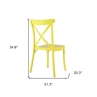 Set of Two Yellow Heavy Duty Plastic Outdoor Dining Chairs HomeRoots