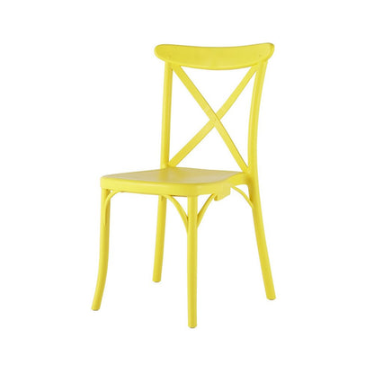 Set of Two Yellow Heavy Duty Plastic Outdoor Dining Chairs HomeRoots
