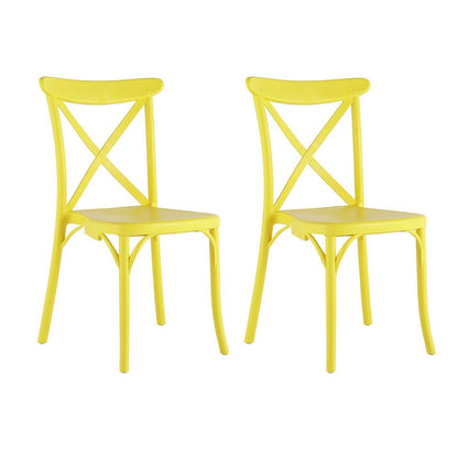 Set of Two Yellow Heavy Duty Plastic Outdoor Dining Chairs HomeRoots