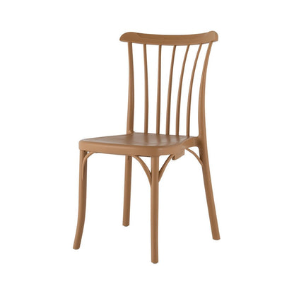 Set of Two Tan and Natural Heavy Duty Plastic Slat Back Dining Side Chairs HomeRoots