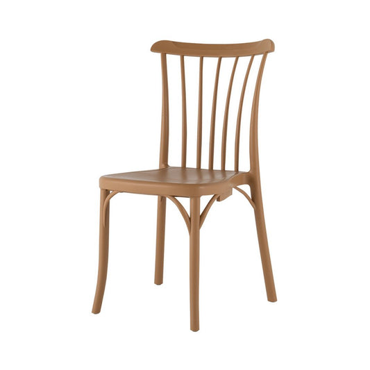 Set of Two Tan and Natural Heavy Duty Plastic Slat Back Dining Side Chairs HomeRoots