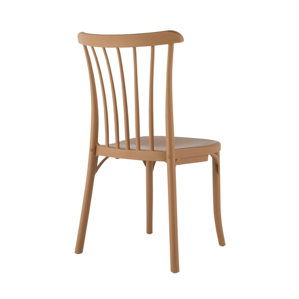 Set of Two Tan and Natural Heavy Duty Plastic Slat Back Dining Side Chairs HomeRoots