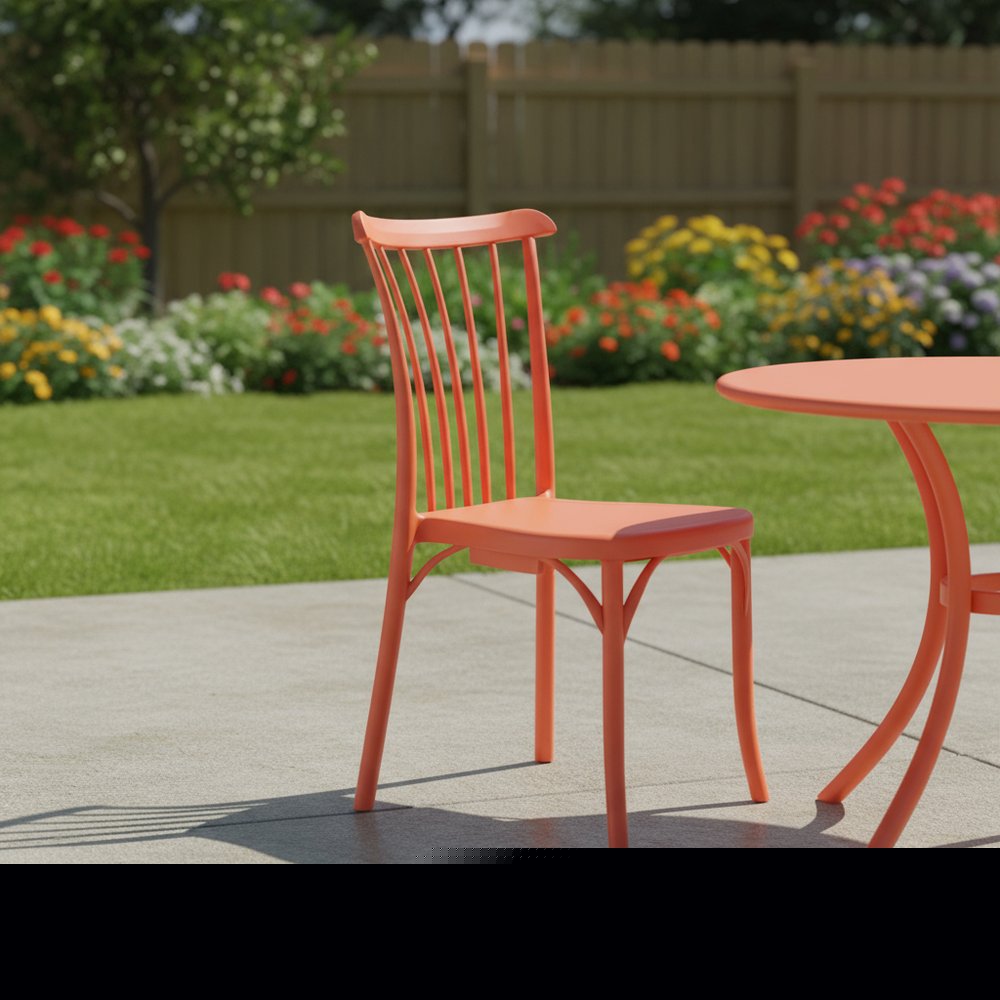 Set of Two Salmon Heavy Duty Plastic Outdoor Stacking Dining Chairs HomeRoots