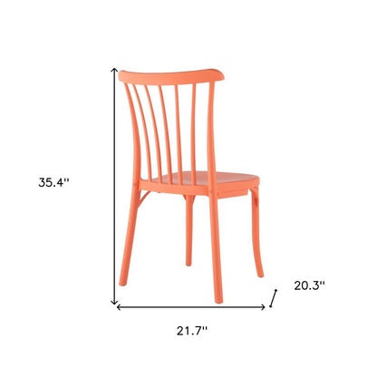 Set of Two Salmon Heavy Duty Plastic Outdoor Stacking Dining Chairs HomeRoots