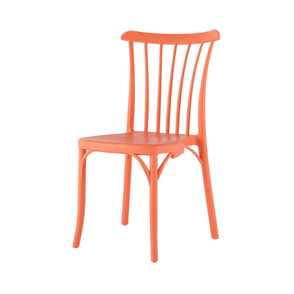Set of Two Salmon Heavy Duty Plastic Outdoor Stacking Dining Chairs HomeRoots