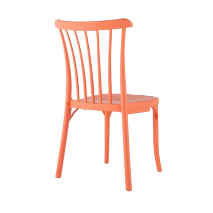 Set of Two Salmon Heavy Duty Plastic Outdoor Stacking Dining Chairs HomeRoots